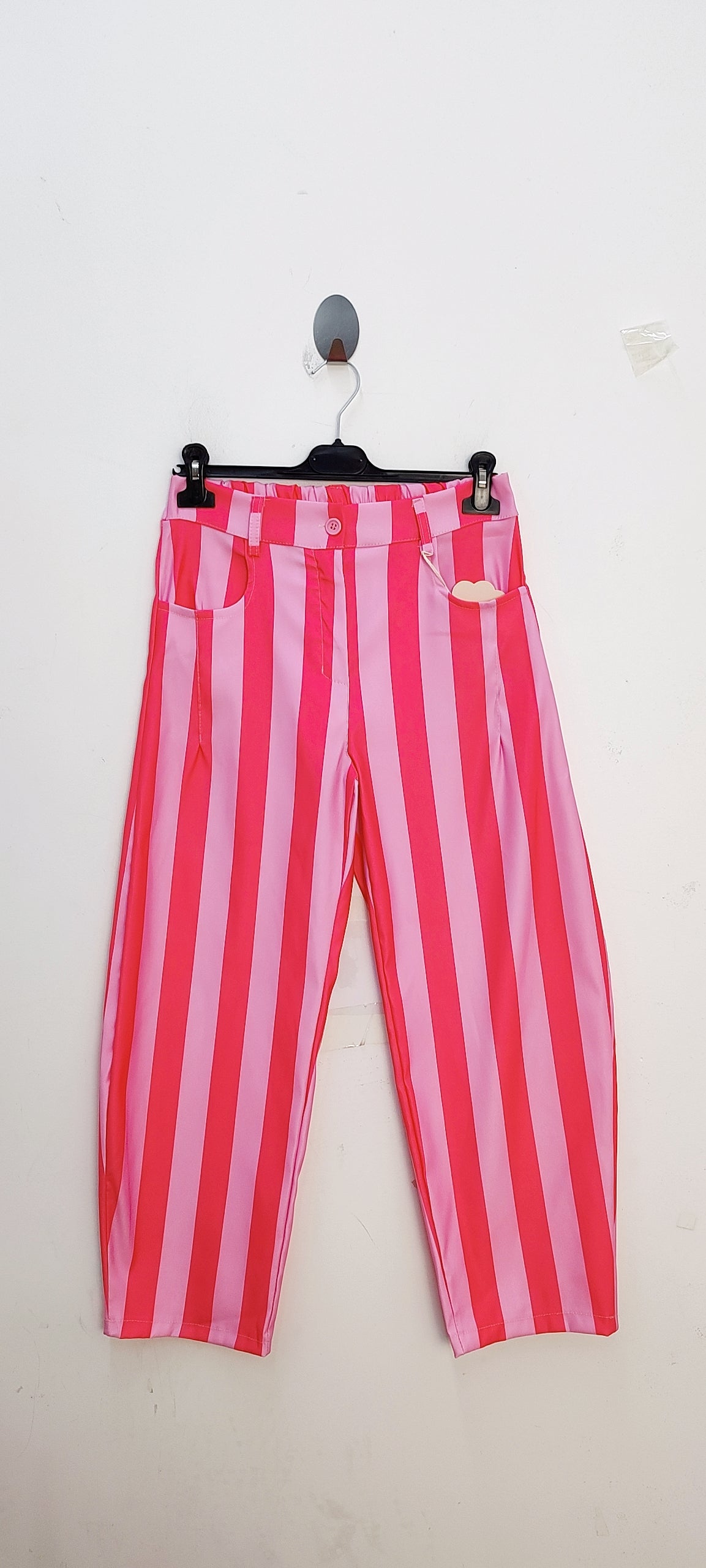 Pantalon rayé fushia
